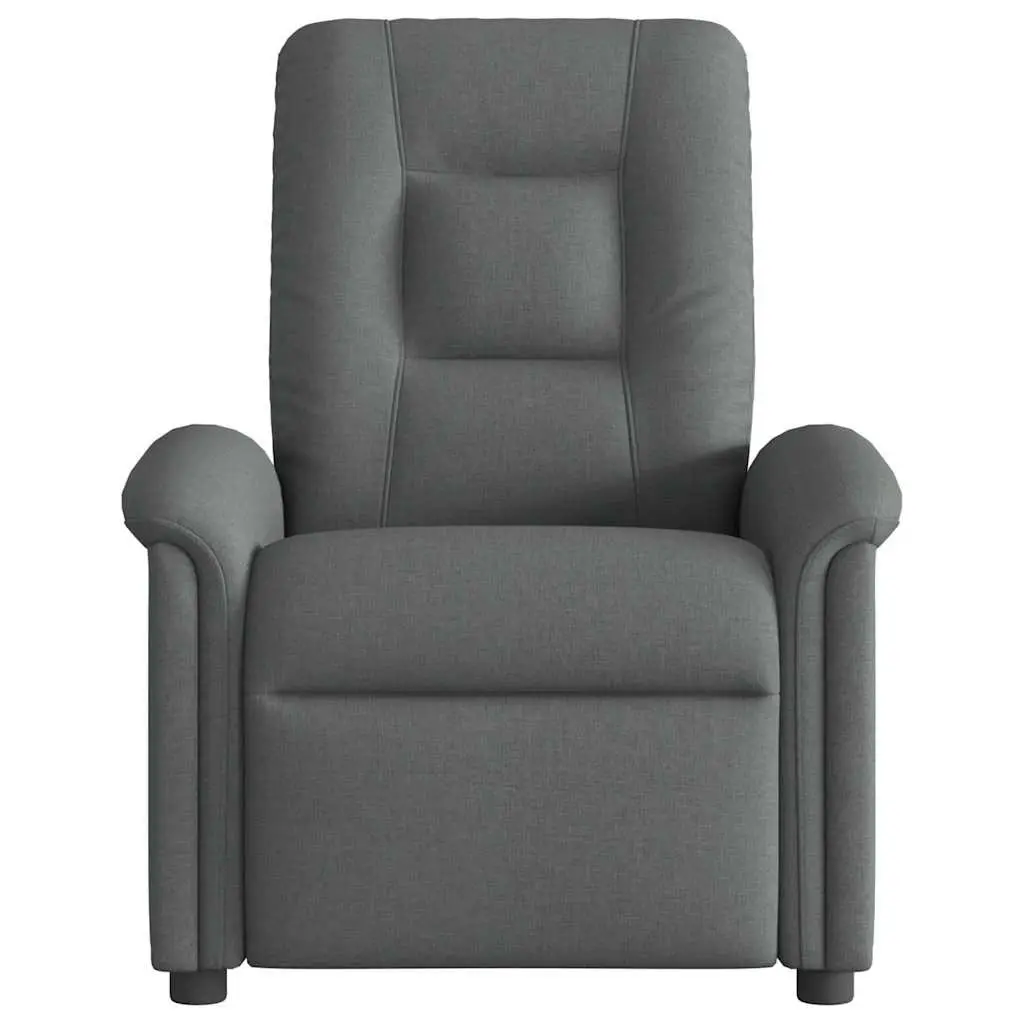 Massage Recliner Chair Manual Reclining Armchair Grey Fabric 135 Degrees Vibration Footrest