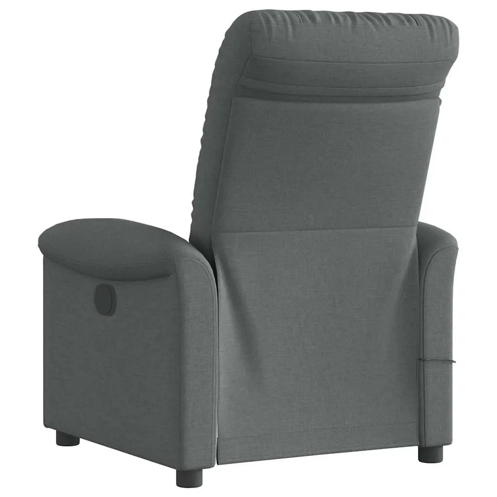 Massage Recliner Chair Manual Reclining Armchair Grey Fabric 135 Degrees Vibration Footrest