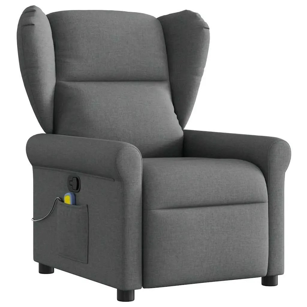 Recliner Chair Massage Manual Grey Fabric Vibration Lounge 135 Degrees