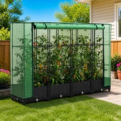 Reliable Raised Garden Bed with Greenhouse Cover, Perfect for Plants 160x40x123cm