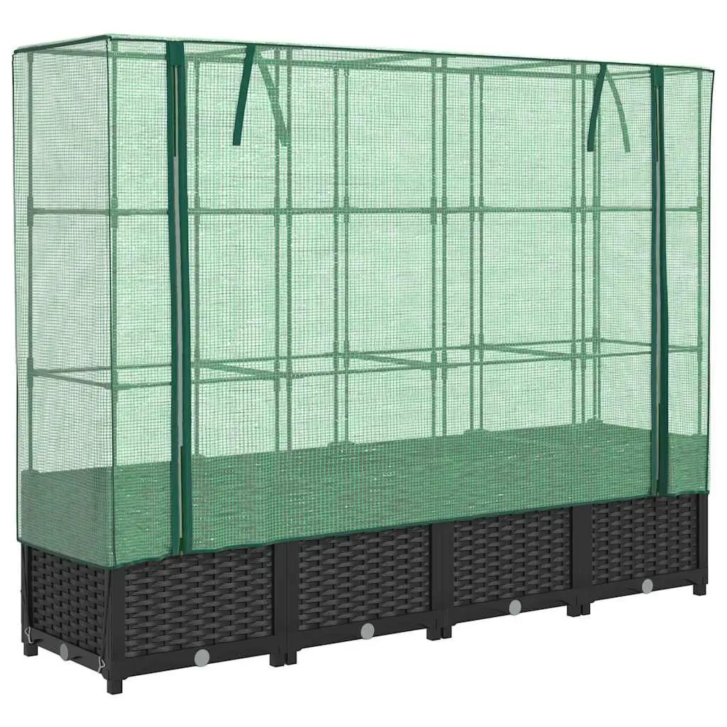 Raised Garden Bed Greenhouse Cover 160x40x138cm Black