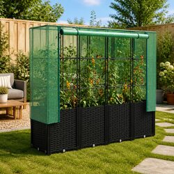 Reliable Raised Garden Bed with Greenhouse Cover 160x40x153cm