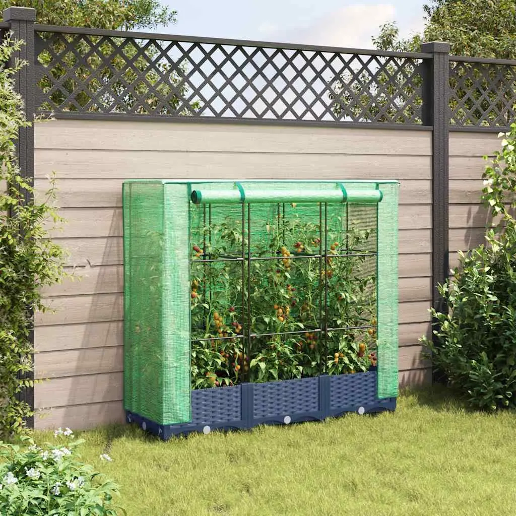 Greenhouse Cover Raised Garden Bed Polypropylene Iron Frame 120x40x123cm Grey
