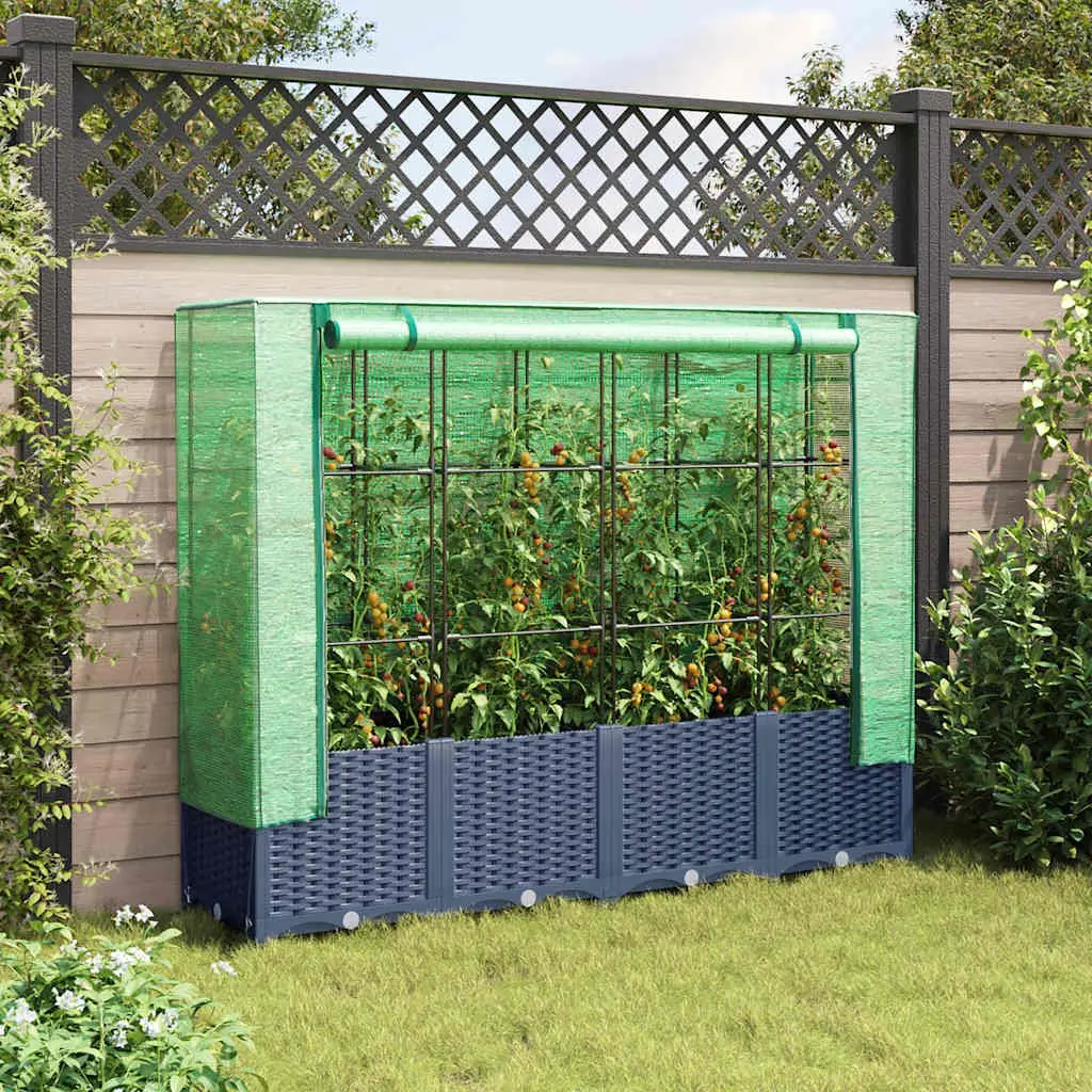Raised Bed Greenhouse Cover Garden Planter 160x40x138cm Grey