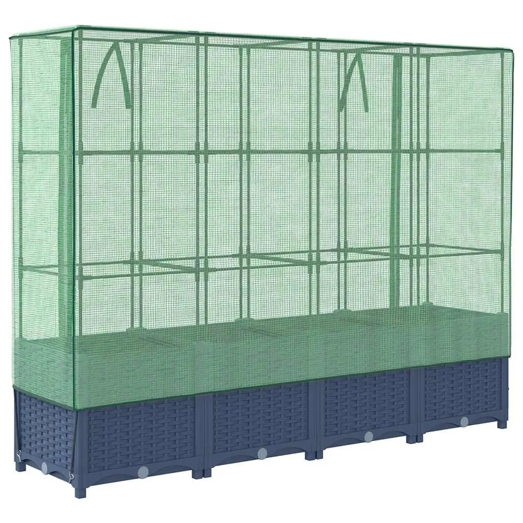 Raised Bed Greenhouse Cover Garden Planter 160x40x138cm Grey
