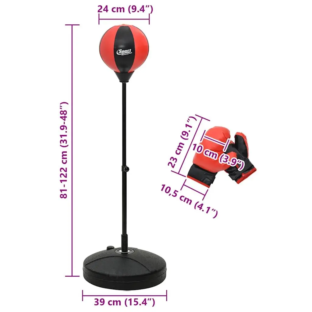 Punching Ball Set with Boxing Gloves Air Pump Adjustable Height 81-122cm