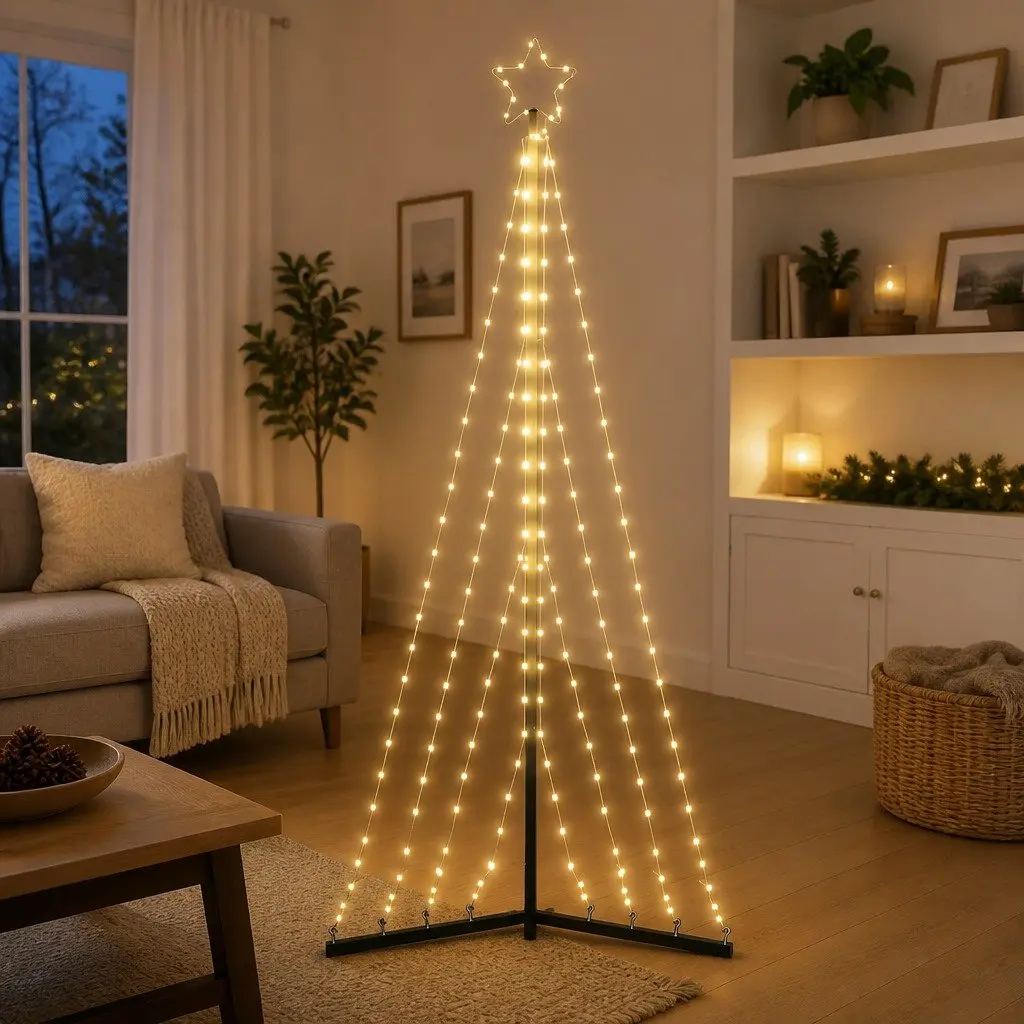 LED Christmas Tree 187cm Warm White Lights Indoor Outdoor 8 Effects
