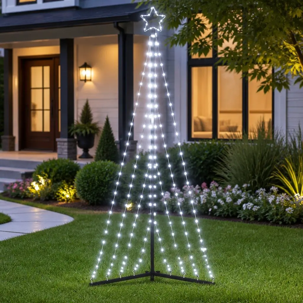 LED Christmas Tree Indoor Outdoor 187cm Cold White 339 Lights 8 Effects