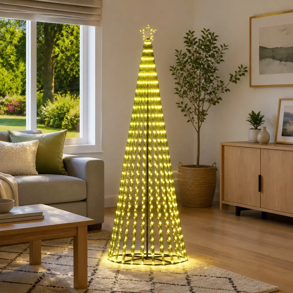 LED Christmas Tree 250cm Warm White Lights 8 Effects Indoor Outdoor