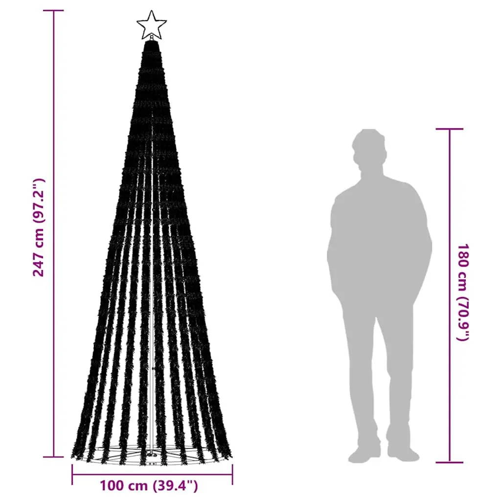 LED Christmas Tree 250cm Warm White Lights 8 Effects Indoor Outdoor