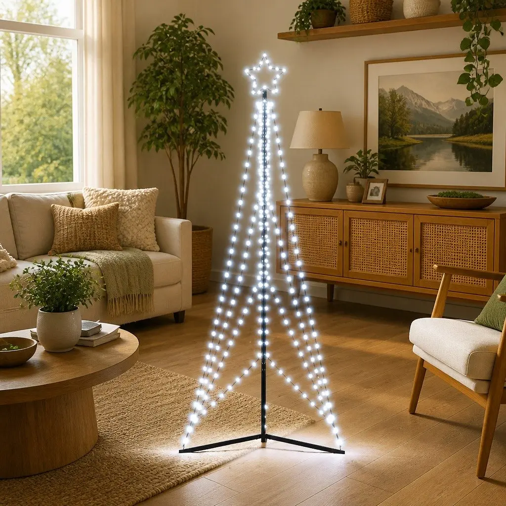 LED Christmas Tree Indoor Outdoor 240cm Cold White Lights 8 Modes