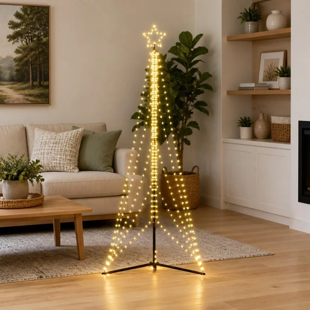 LED Christmas Tree 302cm Warm White Lights 8 Effects Indoor Outdoor Holiday