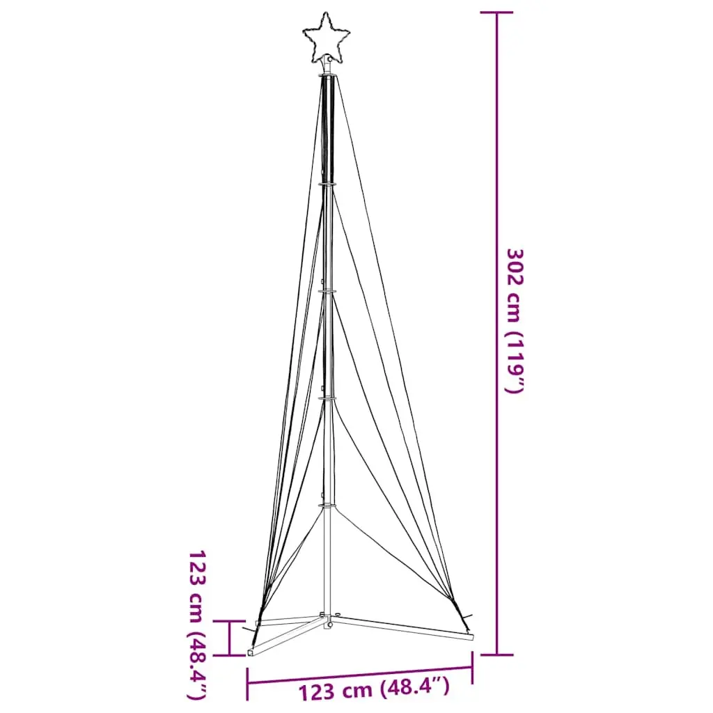 LED Christmas Tree 302cm Warm White Lights 8 Effects Indoor Outdoor Holiday