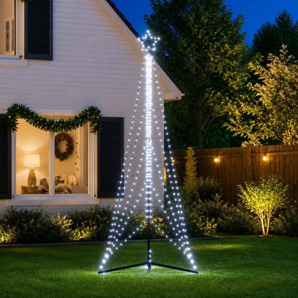 LED Christmas Tree Cold White 302cm Indoor Outdoor Holiday Decoration