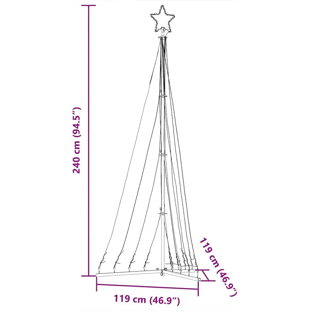 LED Christmas Tree Indoor Outdoor 240cm Warm White 447 Lights 8 Effects