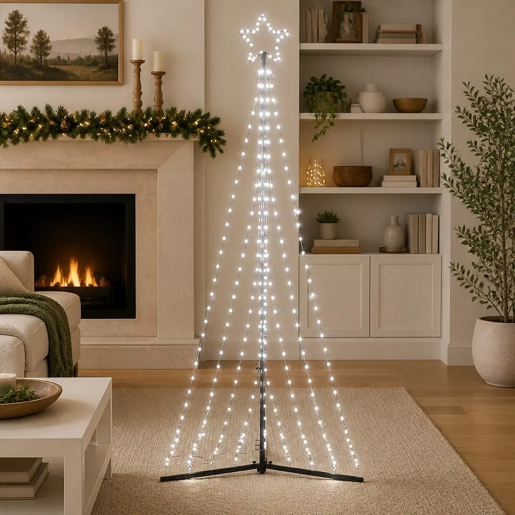 LED Christmas Tree Indoor Outdoor 240cm Cold White 447 Lights 8 Effects