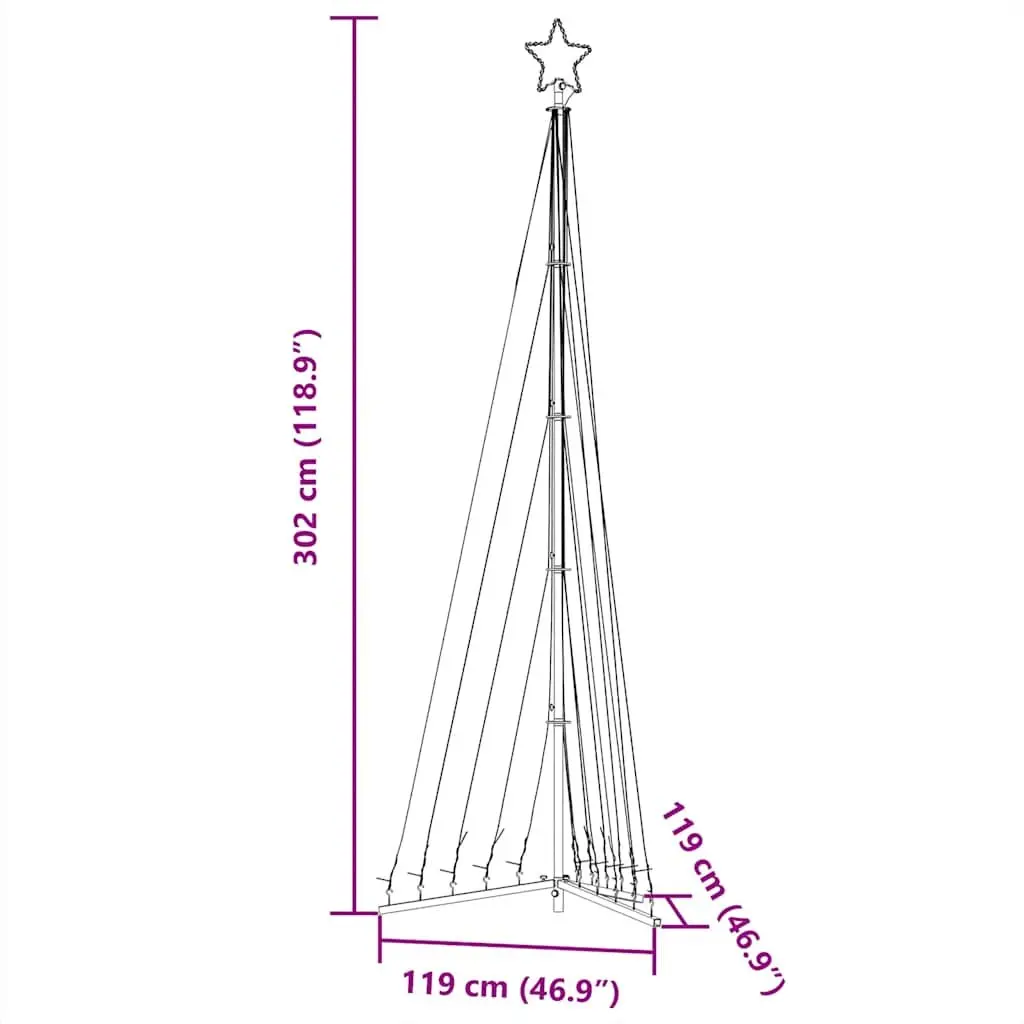 LED Christmas Tree Warm White 302cm Indoor Outdoor Holiday Decoration