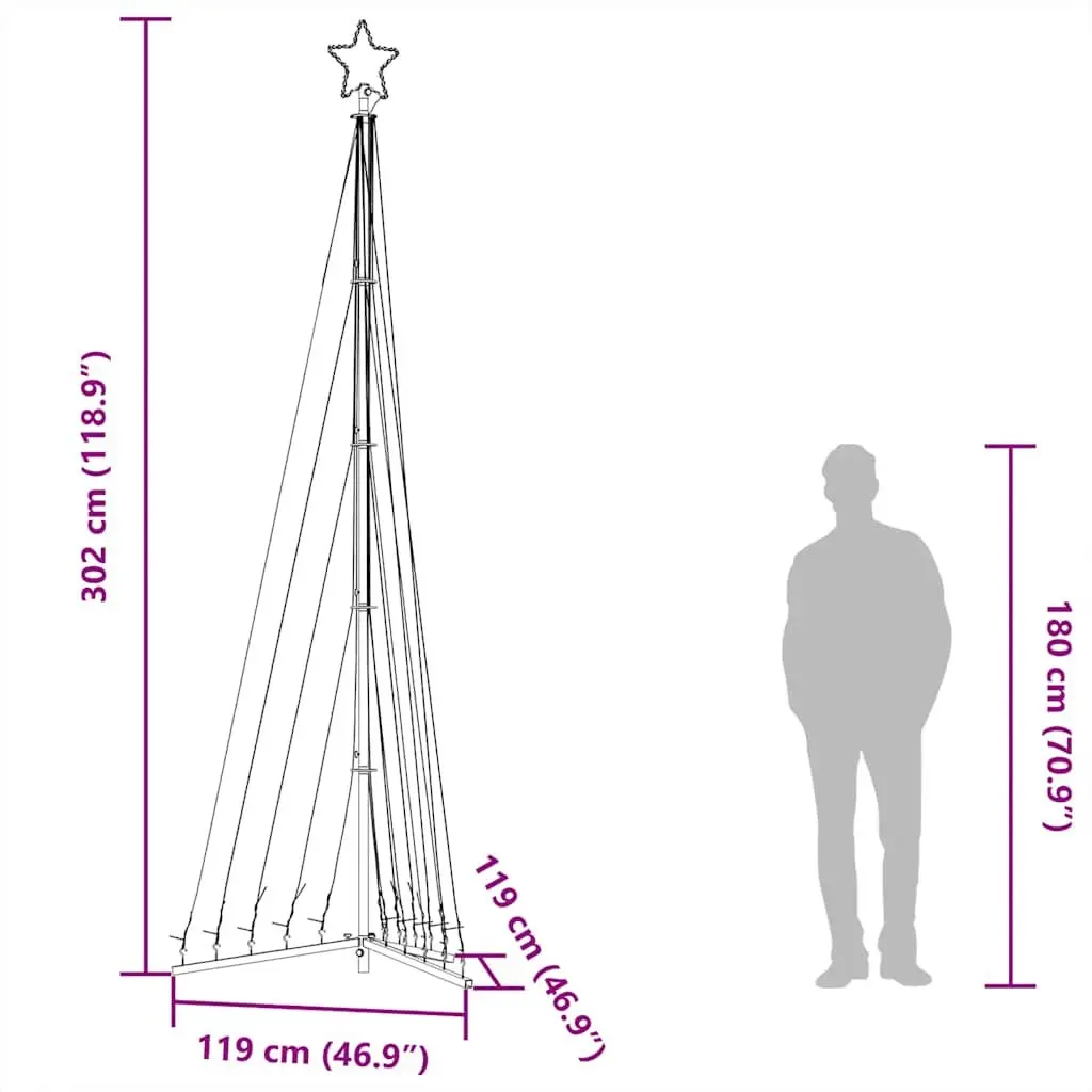 LED Christmas Tree Indoor Outdoor 302cm Cold White Lights 8 Effects