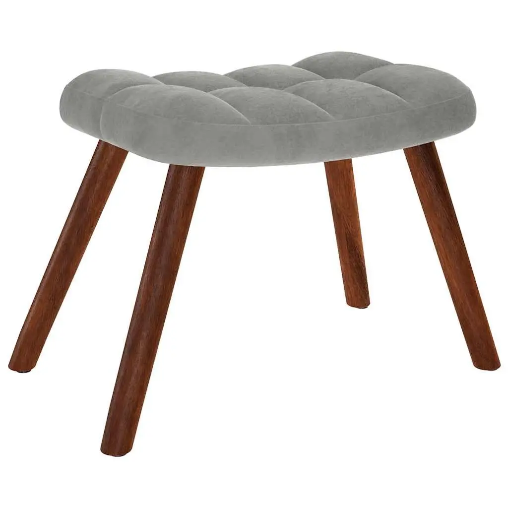 Armchair Relaxing with Footstool Velvet Light Grey