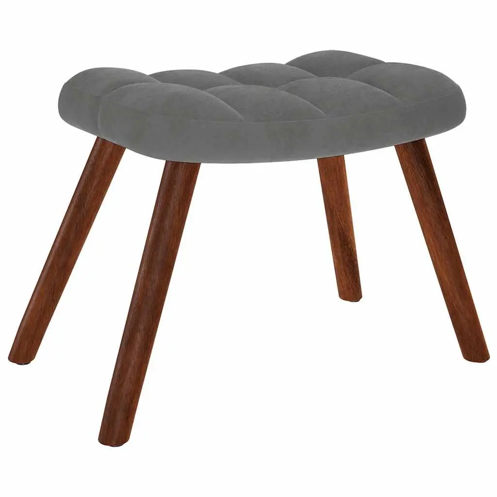 Armchair Footstool Relaxing Chair Velvet Grey