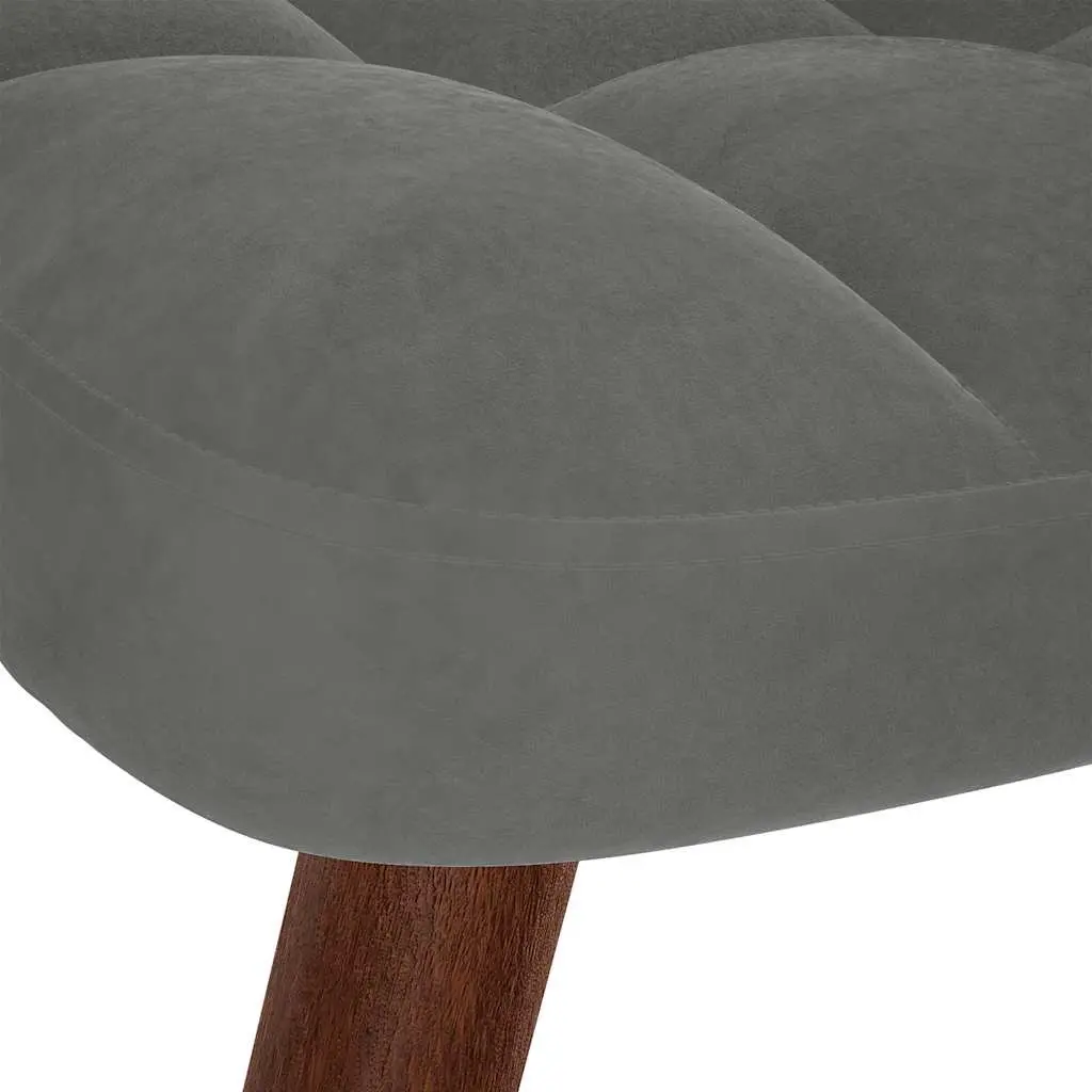 Armchair Footstool Relaxing Chair Velvet Grey