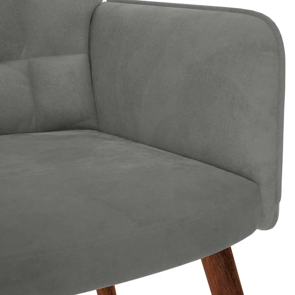 Armchair Footstool Relaxing Chair Velvet Grey