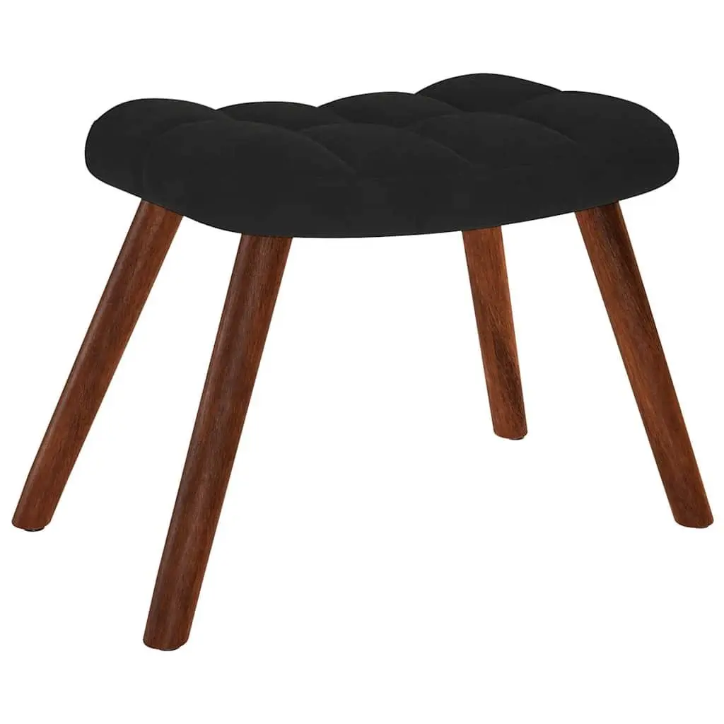 Armchair Recliner Black Velvet Relaxing Chair with Stool