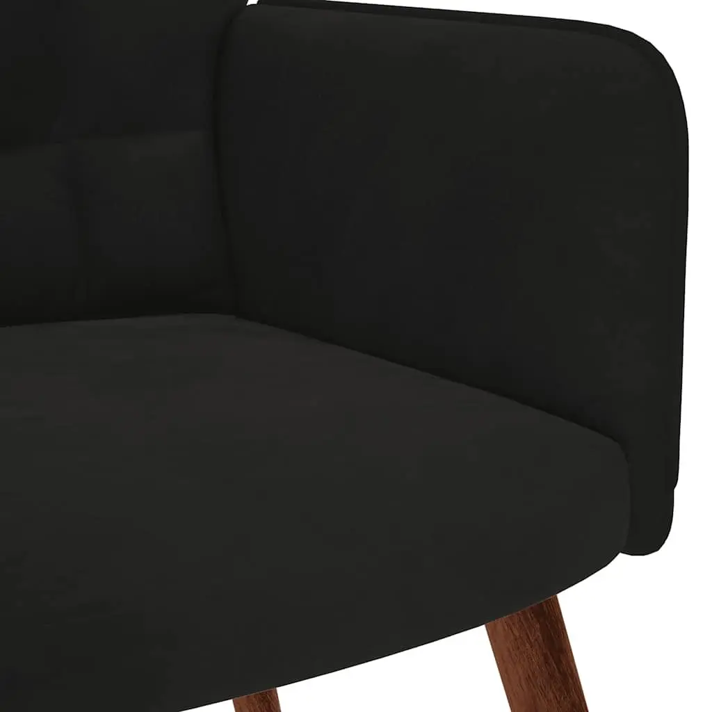 Armchair Recliner Black Velvet Relaxing Chair with Stool