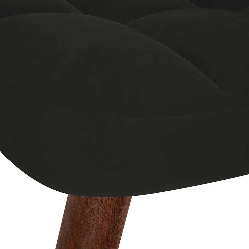 Armchair Recliner Black Velvet Relaxing Chair with Stool