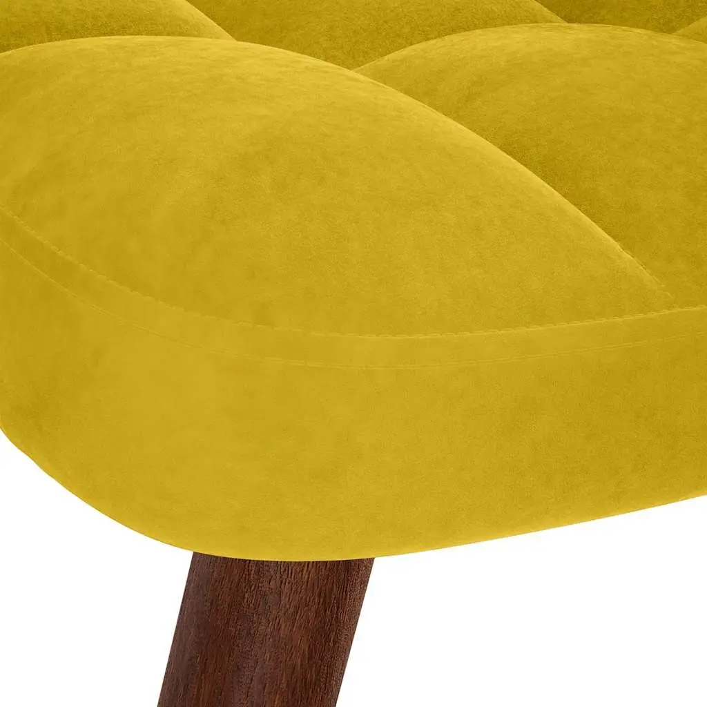 Relaxing Armchair Footstool Yellow Velvet Living Room Seat