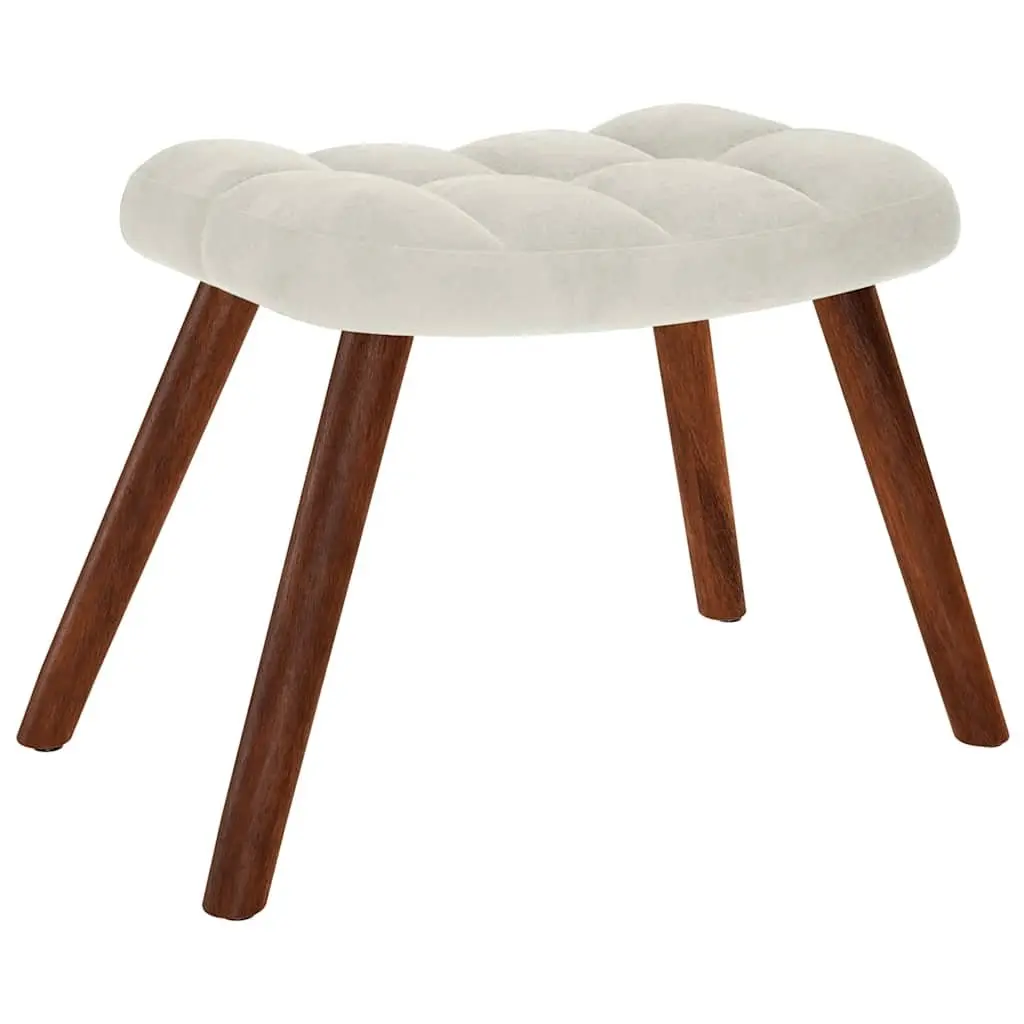 Relaxing Chair Cream Velvet Lounge Seat with Stool
