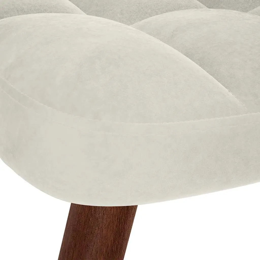 Relaxing Chair Cream Velvet Lounge Seat with Stool