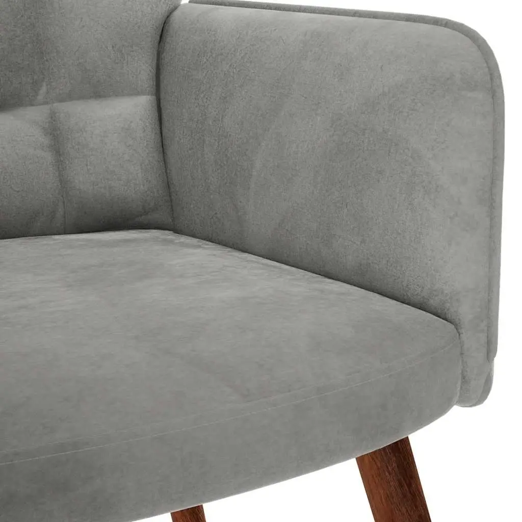 Rocking Chair Grey Velvet Padded Armchair Lounge Seat with Footstool