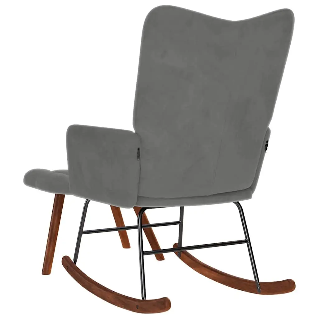 Rocking Chair with Footstool Lounge Seat Grey Velvet Padded Armchair