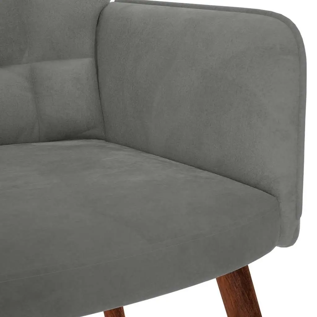 Rocking Chair with Footstool Lounge Seat Grey Velvet Padded Armchair