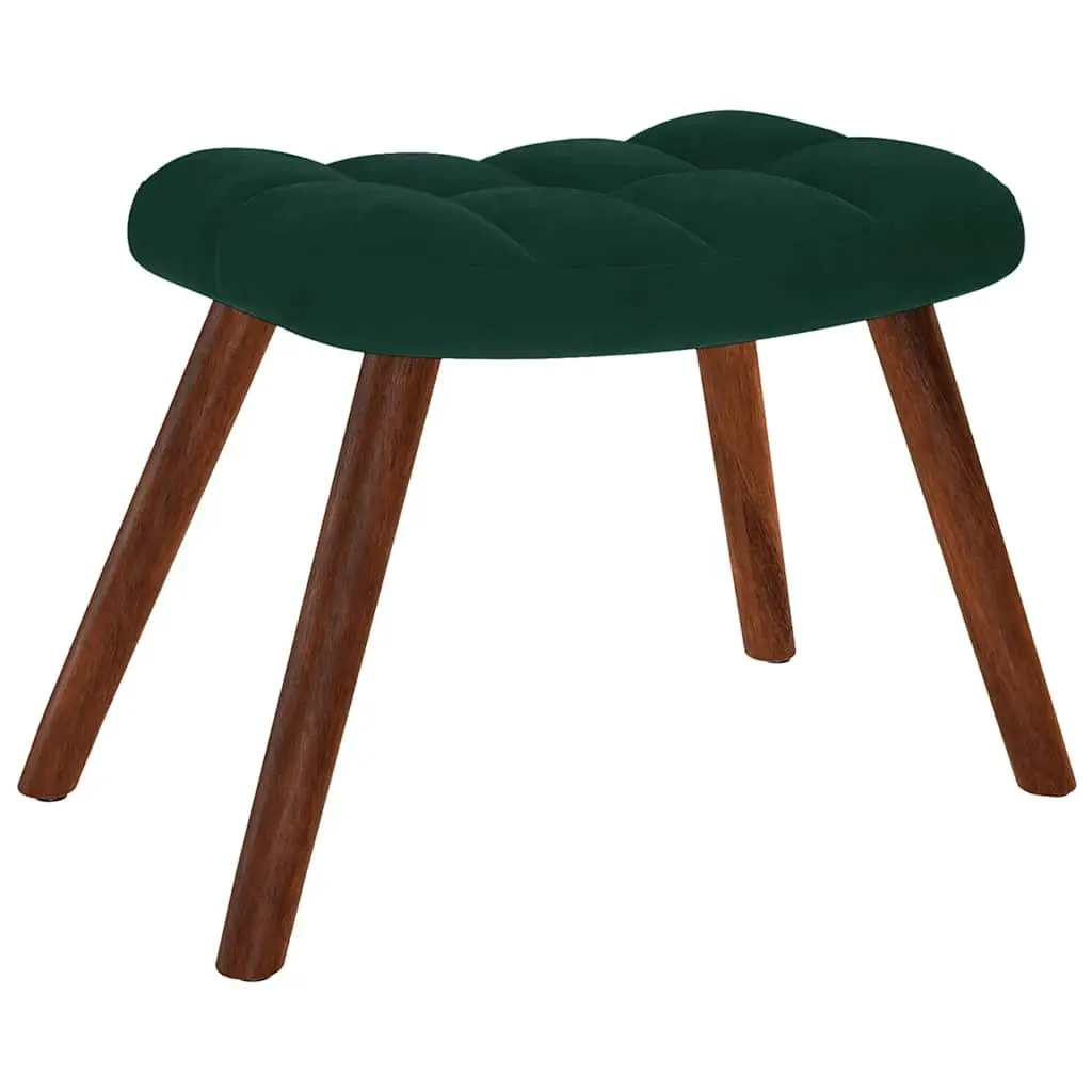 Rocking Chair with Stool Lounge Seat Dark Green Velvet