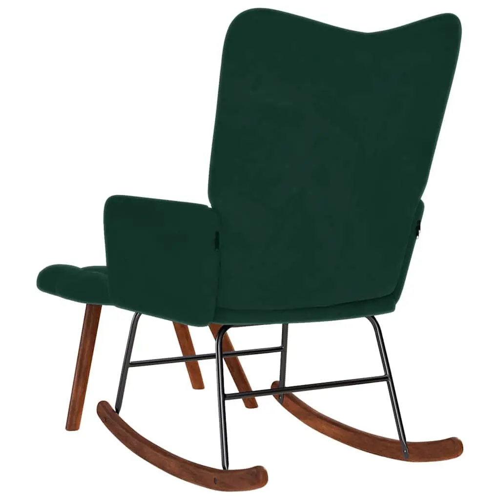 Rocking Chair with Stool Lounge Seat Dark Green Velvet
