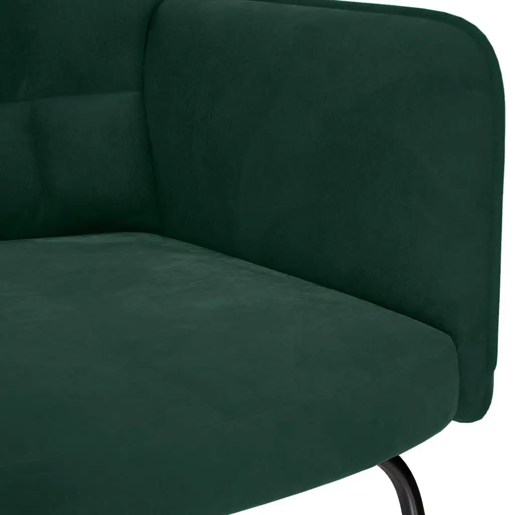 Rocking Chair with Stool Lounge Seat Dark Green Velvet