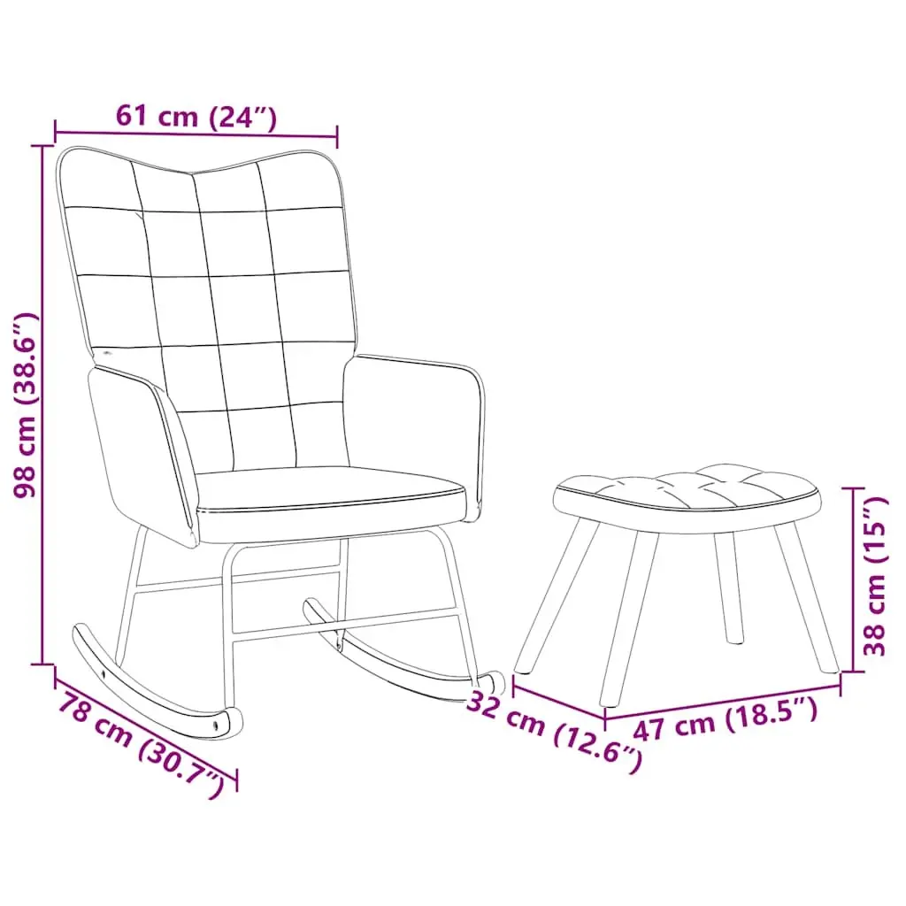 Rocking Chair with Stool Lounge Seat Dark Green Velvet