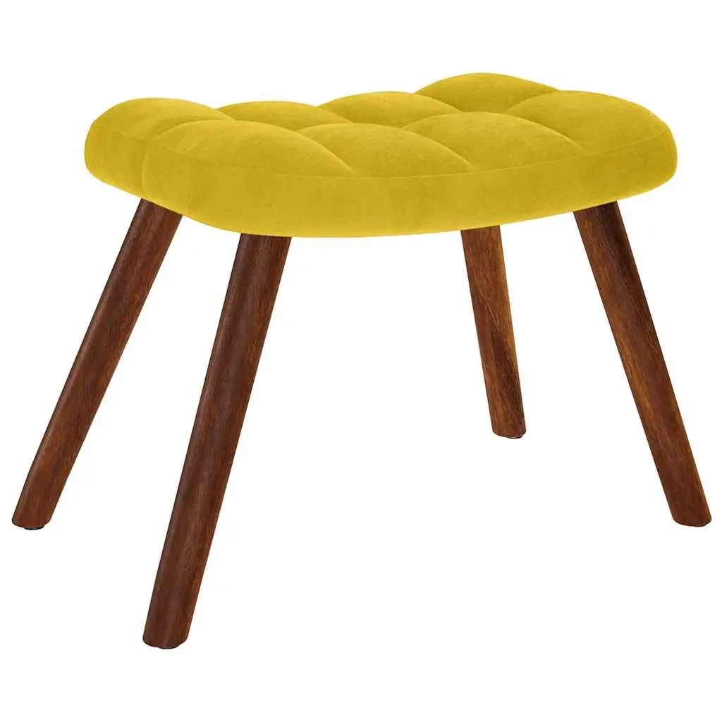 Rocking Chair with Stool Velvet Lounge Armchair Padded Seat Backrest Yellow