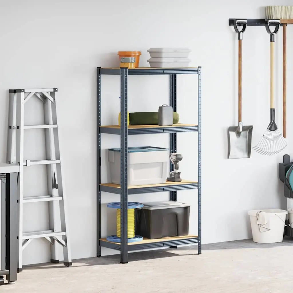 Industrial Storage Shelf 4-Layer Anthracite Steel Frame Engineered Wood