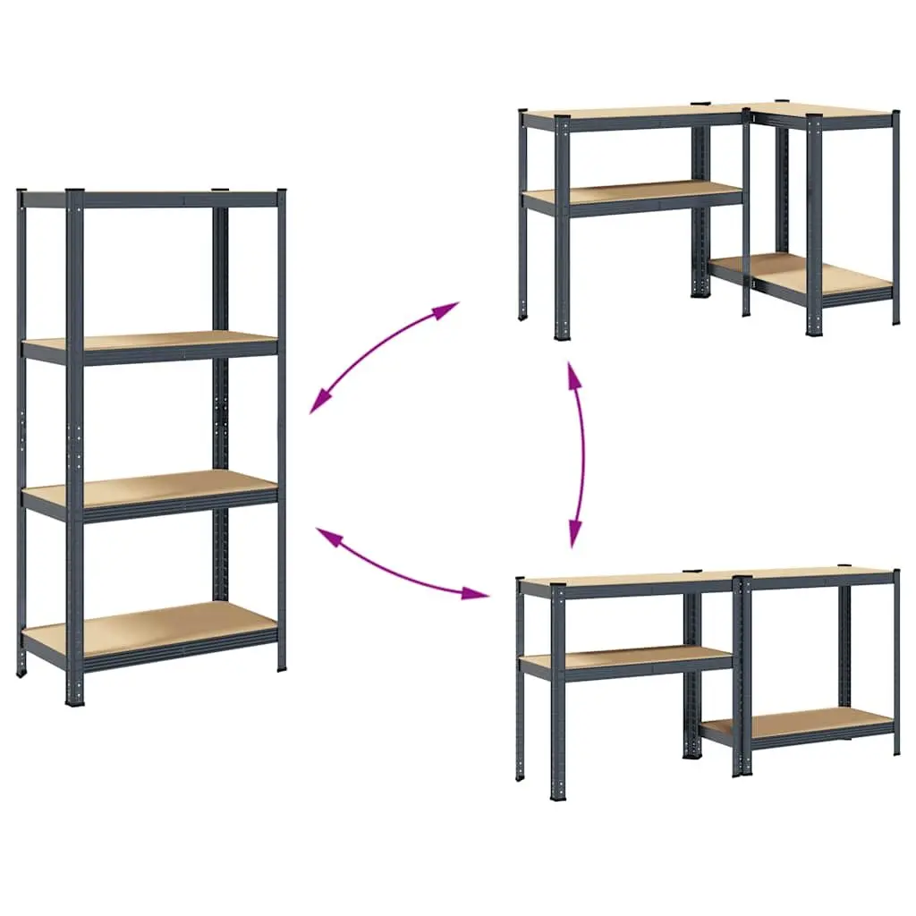 Industrial Storage Shelf 4-Layer Anthracite Steel Frame Engineered Wood