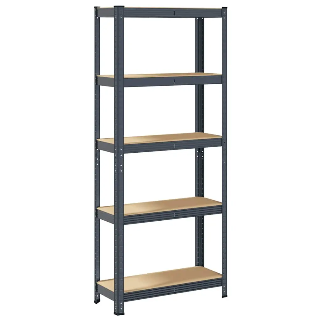 5 Layer Storage Shelf Anthracite Steel Frame Engineered Wood Adjustable for Garage