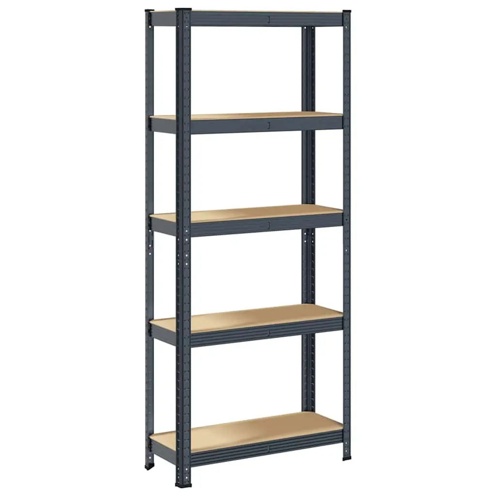 5 Layer Storage Shelf Anthracite Steel Frame Engineered Wood Adjustable for Garage