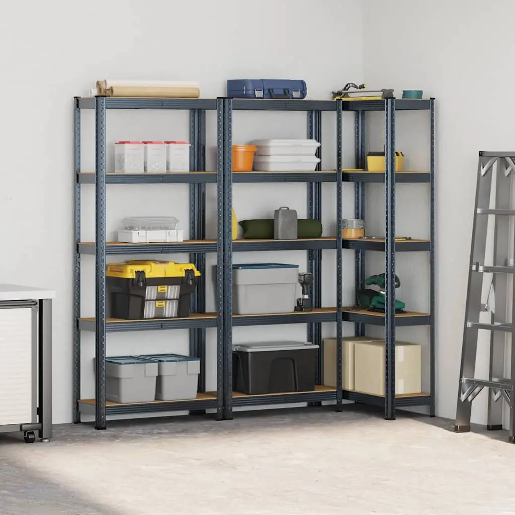 Industrial Storage Shelves 5 Layer Steel Engineered Wood Garage Shelving Unit Anthracite