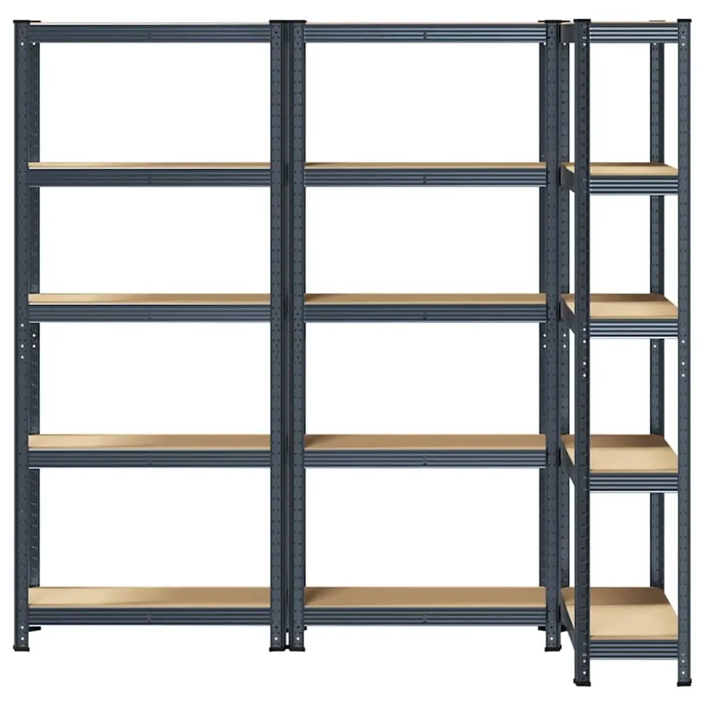 Industrial Storage Shelves 5 Layer Steel Engineered Wood Garage Shelving Unit Anthracite