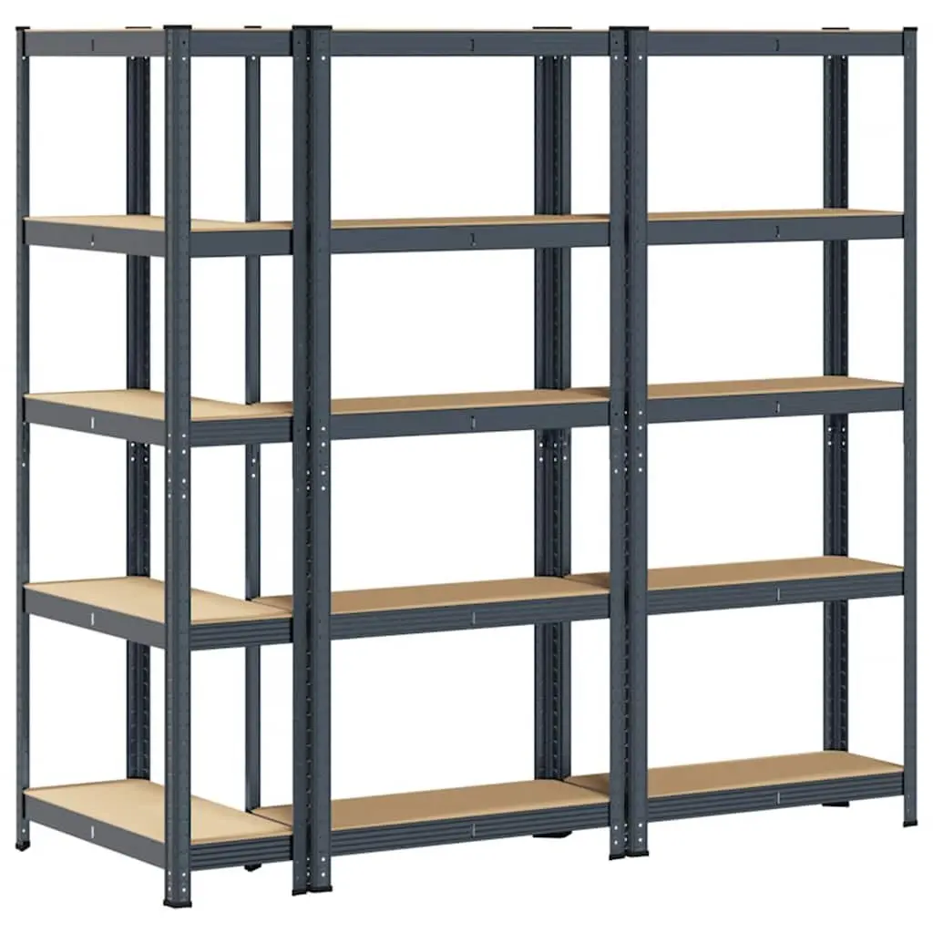 Industrial Storage Shelves 5 Layer Steel Engineered Wood Garage Shelving Unit Anthracite