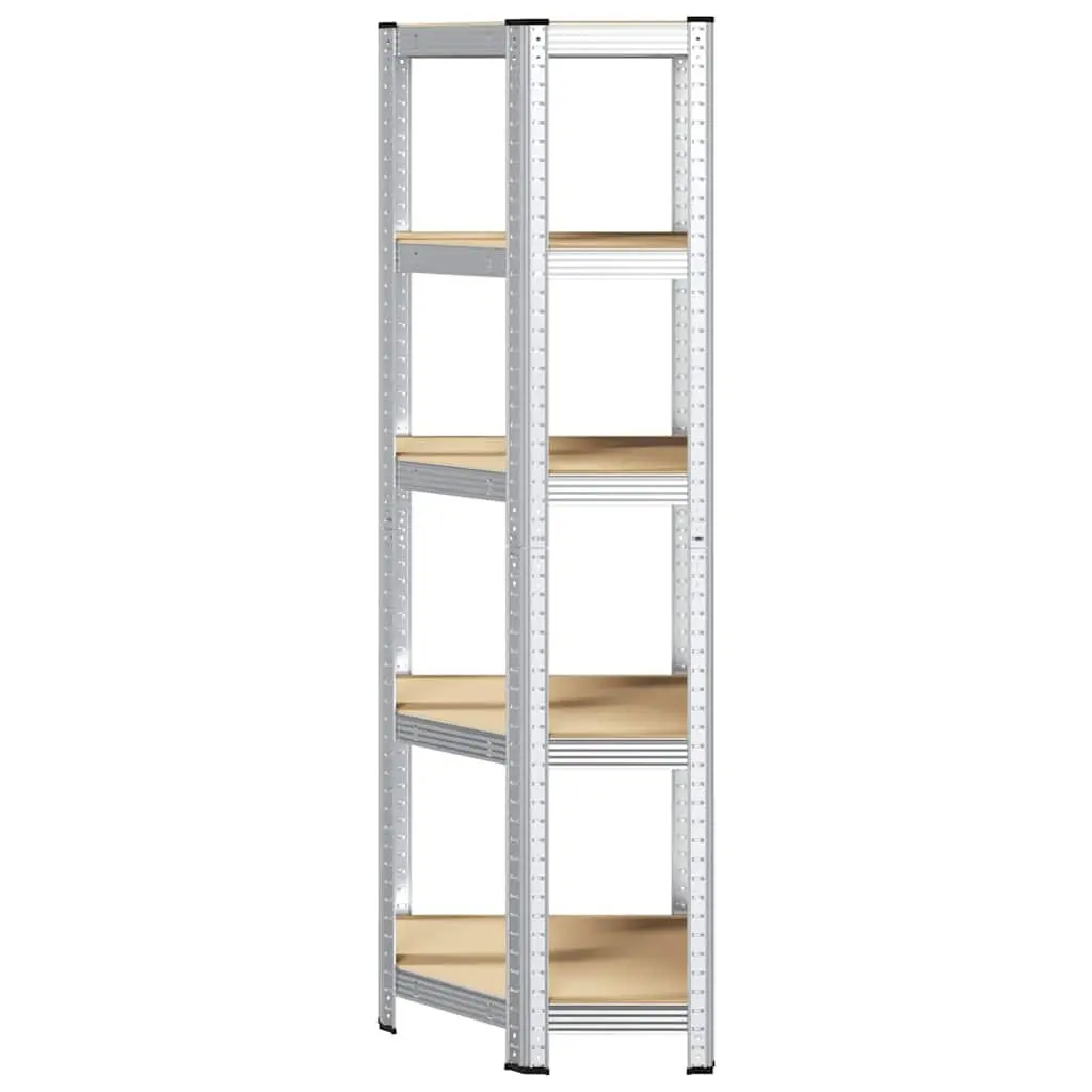Corner Shelf Rack Industrial Storage 5 Layers Engineered Wood Steel Frame Silver