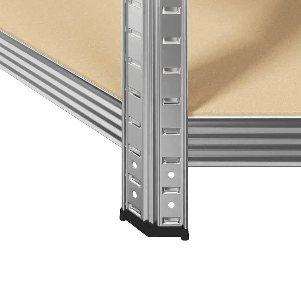 Corner Shelf Rack Industrial Storage 5 Layers Engineered Wood Steel Frame Silver