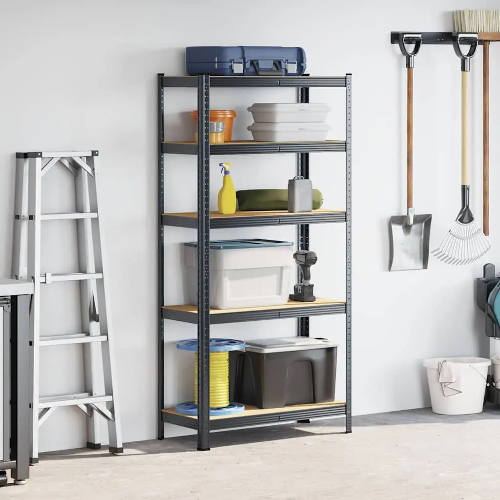 5-Layer Storage Shelf Anthracite Steel Engineered Wood Garage